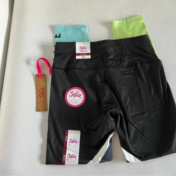 Justice Girls Ankle Collection X Color Blocked Leggings Size Small (7/8) Black - Picture 7 of 12